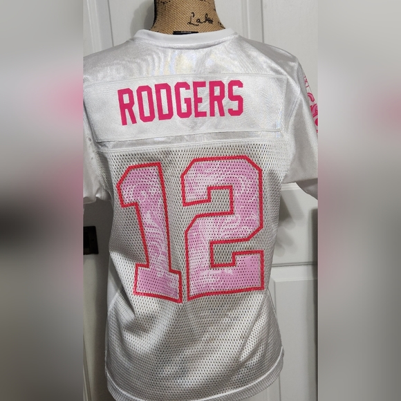 NWOT Reebok NFL pink ribbon GB  Packers jersey size M Rodgers 12 - Picture 6 of 11